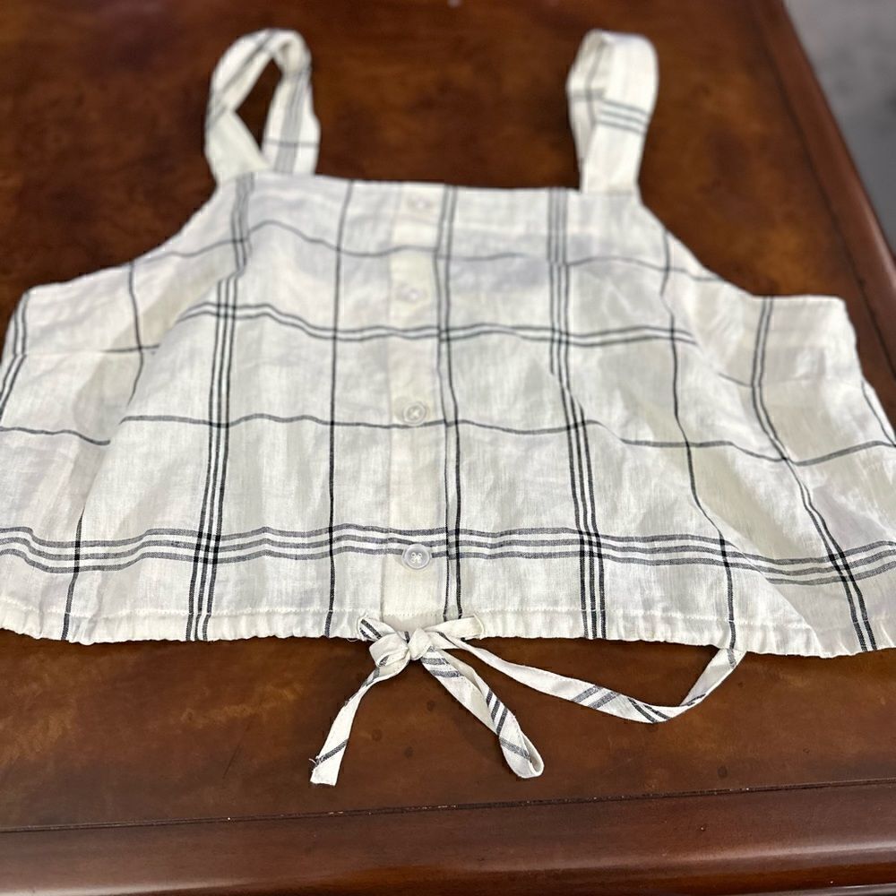 A New Day Womens Linen Blend Tie-Front Faux-Button Tank Top Cream Size XL NWT - Picture 5 of 11